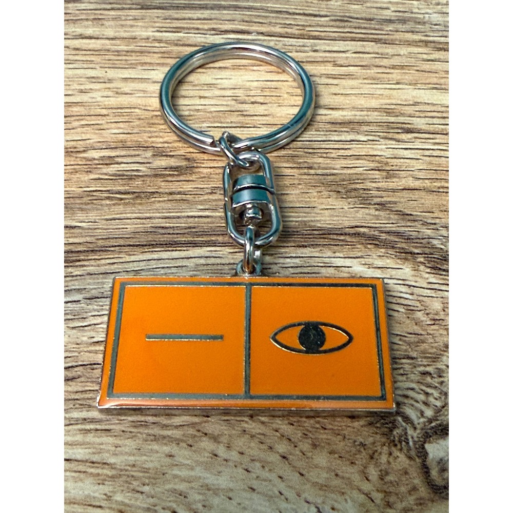 Minimalist Orange Enamel Metal Keychain Eye Symbol Double-Sided Pop Art Key Ring